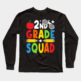 2nd Grade Squad Teachers Boys Girls Funny Back To School Long Sleeve T-Shirt